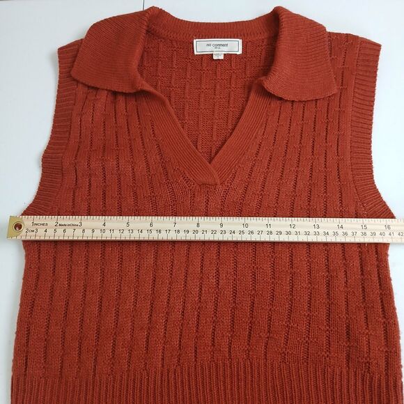 No Comment Collared Sleeveless Knit Sweater‎ Women Large Textured Retro Preppy - Picture 6 of 9